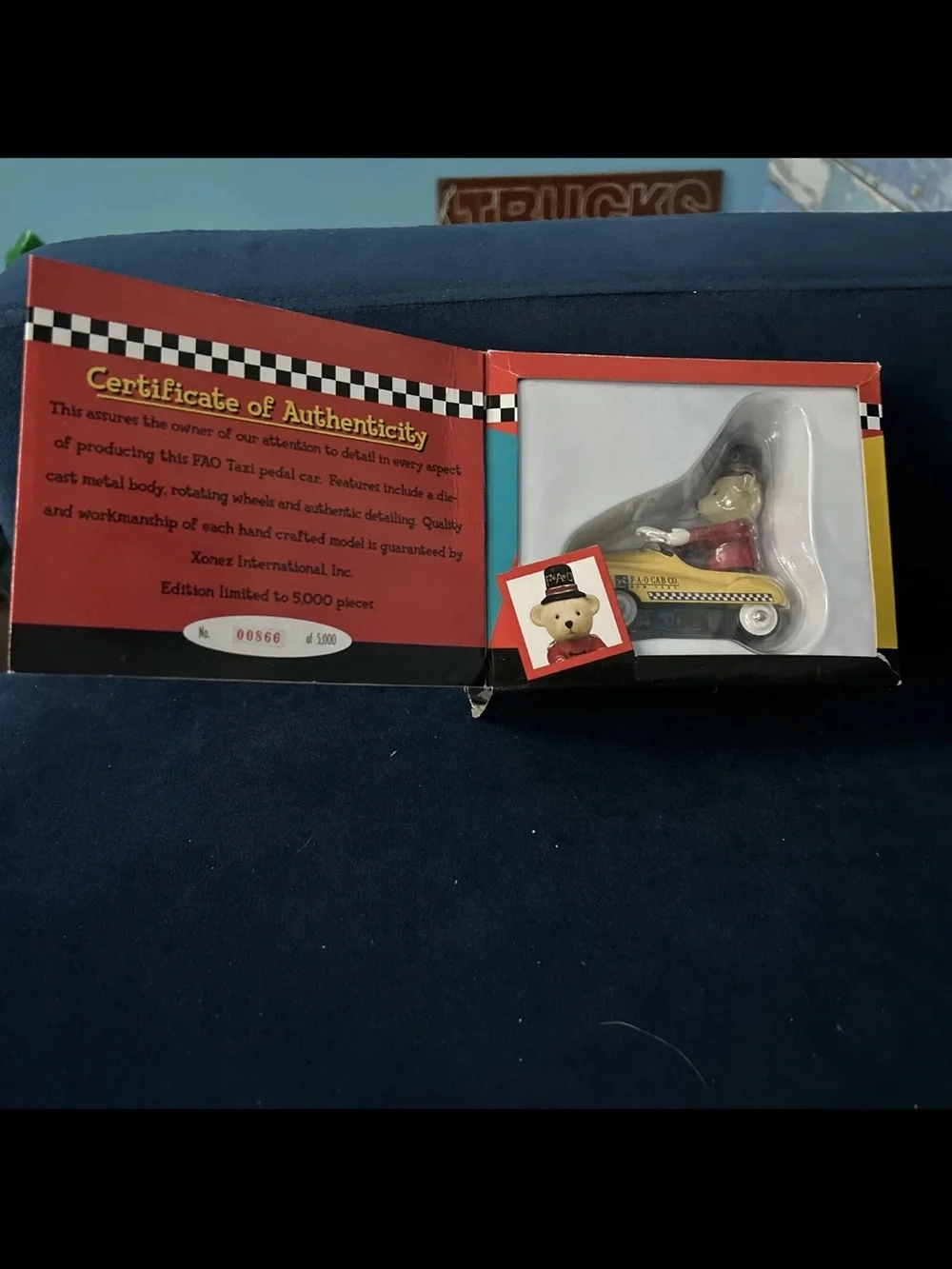 FAO CAB CO. NEW YORK 1/12 SCALE DIECAST METAL MINIATURE PEDAL CAR with BOX